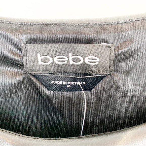 Bebe | Faux Leather Contrast Knit Dress - Picture 9 of 12